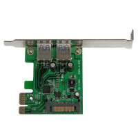 StarTech.com 2 Port PCI Express SuperSpeed USB 3.0 Schnittstellenkarte mit UASP - SATA Strom - PCIe - USB 3.2 Gen 1 (3.1 Gen 1) - Niedriges Profil - PCIe 2.0 - Gr&uuml;n - Metallisch - CE - FCC - TAA - REACH