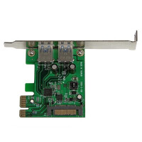 StarTech.com 2 Port PCI Express SuperSpeed USB 3.0 Schnittstellenkarte mit UASP - SATA Strom - PCIe - USB 3.2 Gen 1 (3.1 Gen 1) - Niedriges Profil - PCIe 2.0 - Grün - Metallisch - CE - FCC - TAA - REACH