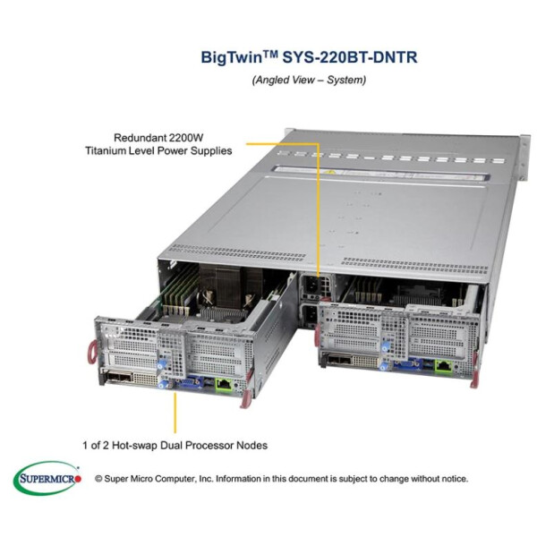 Supermicro BigTwin SuperServer SYS-220BT-DNTR - Barebone - USB 3.0