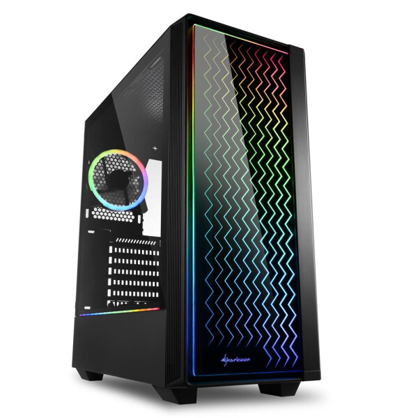 Sharkoon RGB LIT 200 - Midi ATX Tower - PC - Schwarz - ATX,Micro ATX,Mini-ITX - Rot/Grün/Blau - Taschenlüfter - Vorderseite