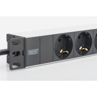 DIGITUS DN-95411 - 1HE Aluminium Steckdosenleiste, Schrankmontage 3x Schutzkontakt, 16A, 4000W, 250VAC 50/60Hz
