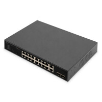 DIGITUS Switch 16+2 Port SFP PoE 10/100/1000 Mbps+ 2 Gigabit - Switch - 1 Gbps
