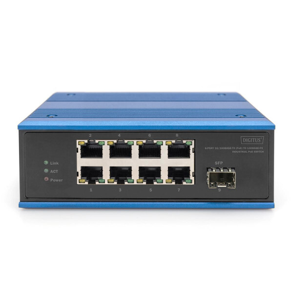 DIGITUS - DN-651133 - Indust. PoE Swtich 8xFE 1xSFP