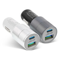 InLine USB KFZ Ladeger&auml;t Stromadapter Quick Charge 3.0 - 12/24VDC zu 5V DC/3A - USB-A + USB Typ-C - schwarz
