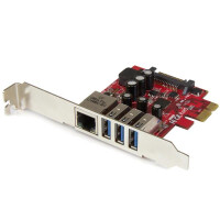 StarTech.com 3 Port PCI Express USB 3.0 Karte mit Gigabit Ethernet - Netzwerk-/USB-Adapter - PCIe 2.0 Low Profile