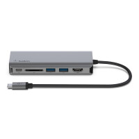 Belkin AVC008BTSGY - USB 3.2 Gen 1 (3.1 Gen 1) Type-C - HDMI - RJ-45 - USB 3.2 Gen 1 (3.1 Gen 1) Type-A - USB 3.2 Gen 1 (3.1 Gen 1) Type-C - SD - 5000 Mbit/s - Schwarz - Grau - 100 W