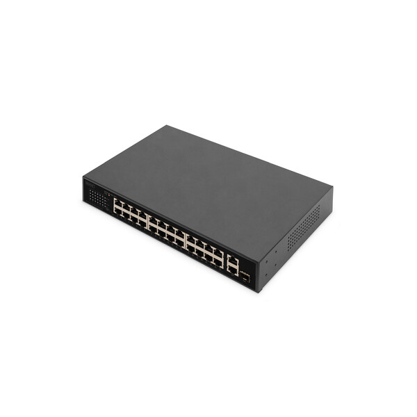 DIGITUS Switch 24-Port FE PoE 2 Uplink Ports SFP/RJ45 - Switch - 24-Port