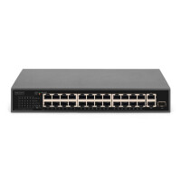 DIGITUS Switch 24-Port FE PoE 2 Uplink Ports SFP/RJ45 - Switch - 24-Port