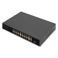 DIGITUS Switch 16-Port FE PoE 2 GE Uplinks RJ45/SFP -...