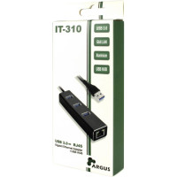 Inter-Tech ARGUS IT-310 - USB 3.2 Gen 1 (3.1 Gen 1) Type-A - RJ-45 - USB 3.2 Gen 1 (3.1 Gen 1) Type-A - 1000 Mbit/s - Schwarz - Aluminium - Gigabit Ethernet