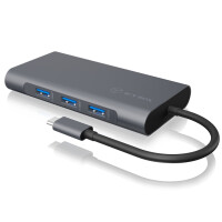 ICY BOX IB-DK4040-CPD - Kabelgebunden - USB 3.2 Gen 1 (3.1 Gen 1) Type-C - 100 W - 3,5 mm - 10,100,1000 Mbit/s - Anthrazit - Schwarz