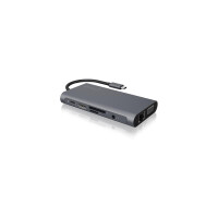 ICY BOX IB-DK4040-CPD - Kabelgebunden - USB 3.2 Gen 1 (3.1 Gen 1) Type-C - 100 W - 3,5 mm - 10,100,1000 Mbit/s - Anthrazit - Schwarz