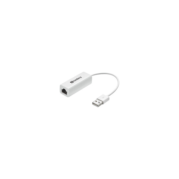 SANDBERG USB to Network Converter - Kabelgebunden - USB - Ethernet - 480 Mbit/s - Weiß