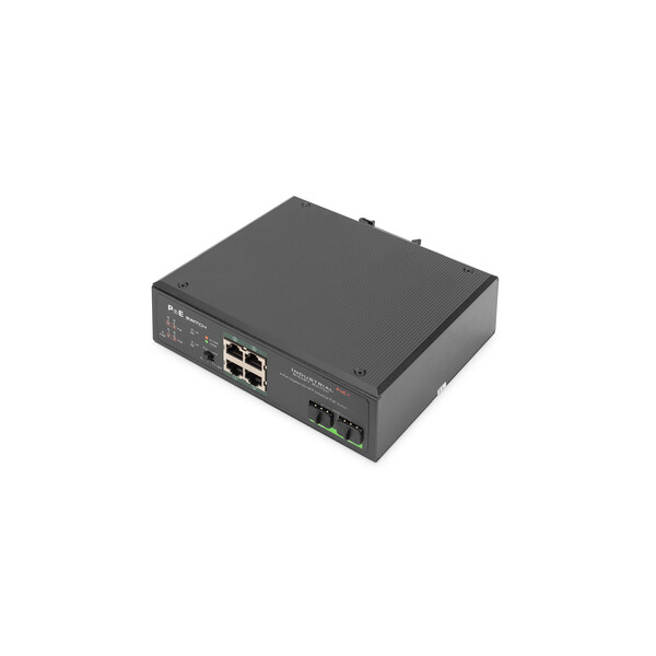 DIGITUS Industrial 4-Port Gigabit PoE Switch, Unmanaged, 2 Uplinks