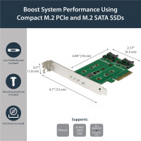 StarTech.com 3PT M.2 SSD Adapter Card - 1x PCIe (NVMe) 2x...