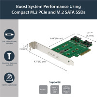 StarTech.com 3PT M.2 SSD Adapter Card - 1x PCIe (NVMe) 2x SATA M.2 PCIe 3.0 - Schnittstellenadapter