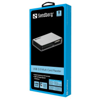 SANDBERG USB 3.0 Multi Card Reader - CF - CF Typ II - CF+ - DV RS-MMC - HC MMC+ - MMC - MMC Mobile - MMC+ - MS Duo - MS Micro (M2) - MS PRO - MS... - Schwarz - Silber - 5000 Mbit/s - RoHS compliance - USB 3.2 Gen 1 (3.1 Gen 1) Type-A - USB