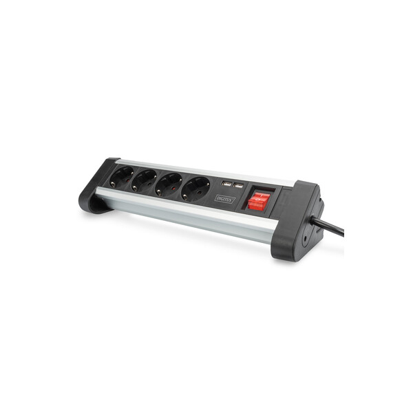 DIGITUS 4-fach Office-Steckdosenleiste mit 2x USB-Anschlüssen