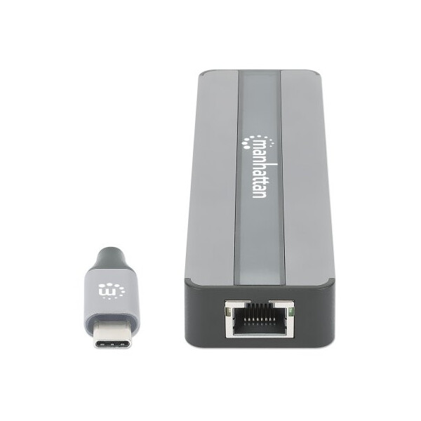 Manhattan USB-C 7-in-1-Dockingstation mit Power Delivery USB 3.2 Gen 1 Typ C-Stecker auf