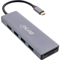 InLine USB 3.2 Type C Multi Hub 3x USB-A 5Gb/s+ Type-C PD 100W lettore di schede