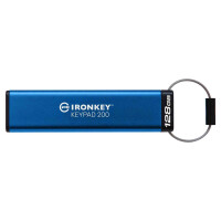 Kingston IronKey Keypad 200 - 128 GB - USB Typ-A - 3.2 Gen 1 (3.1 Gen 1) - 145 MB/s - Kappe - Blau