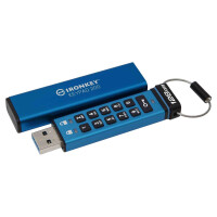 Kingston IronKey Keypad 200 - 128 GB - USB Typ-A - 3.2 Gen 1 (3.1 Gen 1) - 145 MB/s - Kappe - Blau