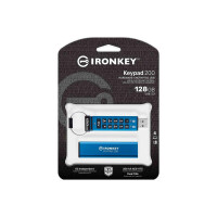 Kingston IronKey Keypad 200 - 128 GB - USB Typ-A - 3.2 Gen 1 (3.1 Gen 1) - 145 MB/s - Kappe - Blau