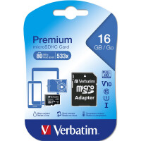 Verbatim Premium - 16 GB - MicroSDHC - Klasse 10 - 10...