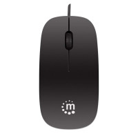 Manhattan Optische Slim Maus  - USB - drei Tasten plus Mausrad - 1000 dpi - schwarz - Beidhändig - Optisch - USB Typ-A - 1000 DPI - Schwarz