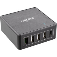 InLine Power Delivery+ Quick Charge 3.0 USB Netzteil Ladegeraet 4x A+ Typ-C 60W - Schnellladeger&auml;t