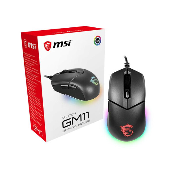 MSI Clutch GM11 - Beidhändig - Optisch - USB Typ-A - 5000 DPI - Schwarz