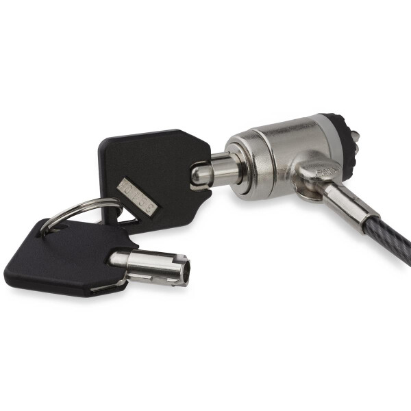 StarTech.com Laptopschloss mit Kabel - Sperrtaste - 2 m - Kensington - 2 Schlüssel - Schwarz - Silber