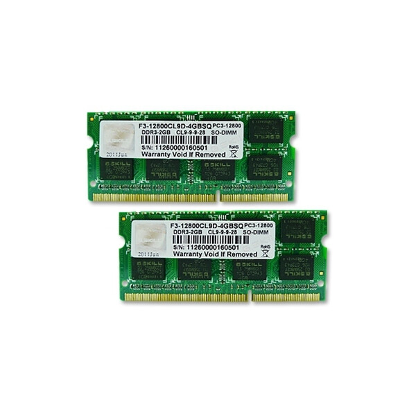 G.Skill 4GB DDR3-1600 SQ - 4 GB - 2 x 2 GB - DDR3 - 1600 MHz - 204-pin SO-DIMM