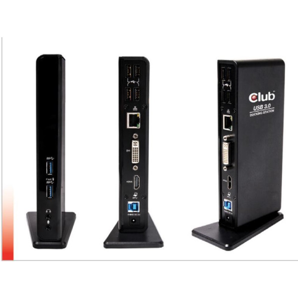 Club 3D USB 3.0 Dual Display Docking Station - Schwarz-Klavierlack