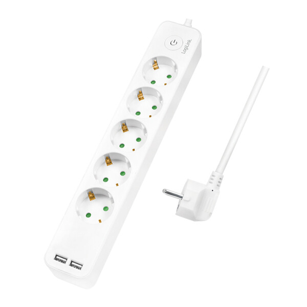 LogiLink LPS249U - 1,5 m - 5 AC-Ausgänge - Indoor - IP20 - Weiß - 250 V