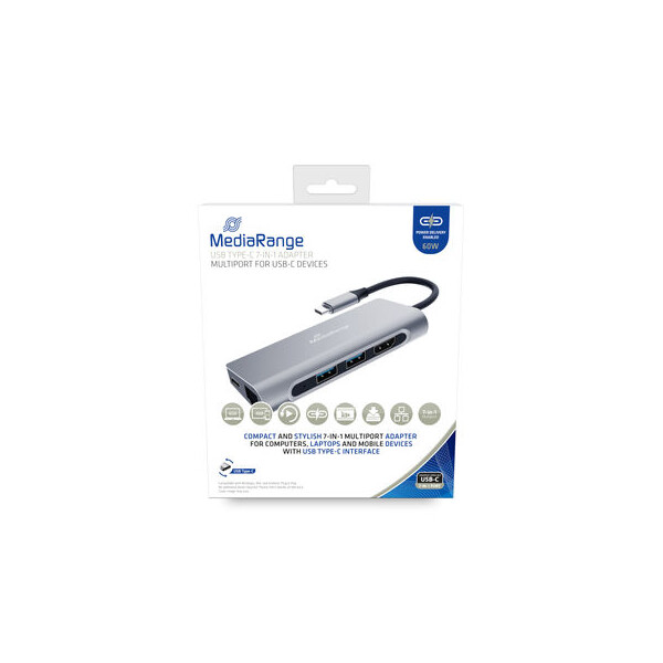 MEDIARANGE MRCS510 - USB 3.2 Gen 1 (3.1 Gen 1) Type-C - USB 3.2 Gen 1 (3.1 Gen 1) Type-A - USB 3.2 Gen 1 (3.1 Gen 1) Type-C - 3840 x 2160 Pixel - SD,SDHC,SDXC - 5000 Mbit/s - Silber
