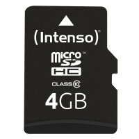 Intenso 4GB MicroSDHC - 4 GB - MicroSDHC - Klasse 10 - 25 MB/s - Schockresistent - Temperaturbest&auml;ndig - Wasserdicht - R&ouml;ntgensicher - Schwarz