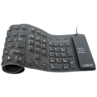 LogiLink Tastatur USB PS/2 Flexibel Wasserfest schwarz - Tastatur - 106 Tasten