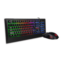 Thermaltake Challenger Combo - Standard - USB - Membran-Schl&uuml;sselschalter - RGB-LED - Schwarz - Maus enthalten