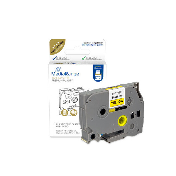 MEDIARANGE Kunststoff-Schriftbandkassette, für/ersetzt Brother TZ-631/TZe-631, permanent h