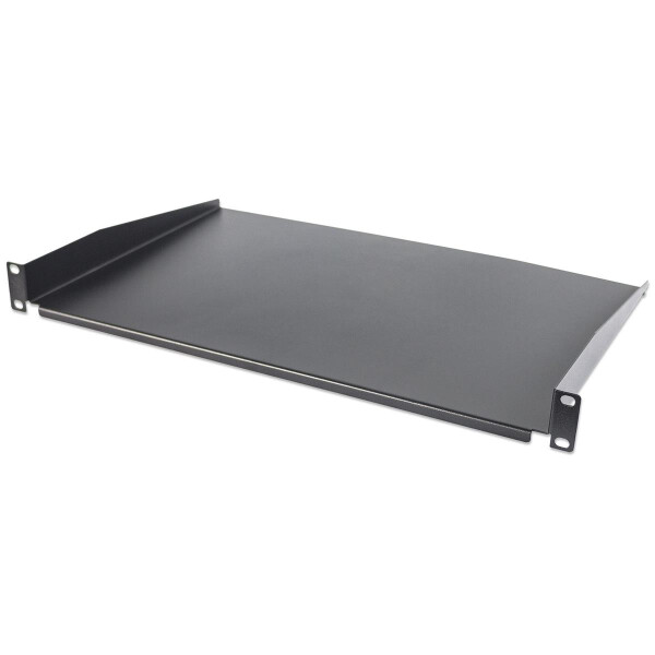 Intellinet 19" Fachboden zur Frontmontage - 1 HE - Montage an den beiden vorderen Profilschienen - 350 mm Tiefe - nicht perforiert - schwarz - Regalboden - Schwarz - Stahl - 25 kg - 1U - 48,3 cm (19 Zoll)