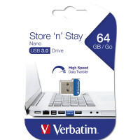 Verbatim Store n Stay NANO - USB 3.0-Stick 64 GB - Blau - 64 GB - USB Typ-A - 3.2 Gen 1 (3.1 Gen 1) - Kappe - Blau