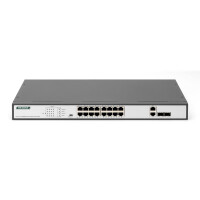 DIGITUS 16-Port Fast Ethernet PoE Switch, 19 Zoll, Unmanaged, 2 Uplinks