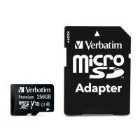 Verbatim Premium U1 - 256 GB - MicroSDXC - Klasse 10 - UHS-I - 90 MB/s - 10 MB/s