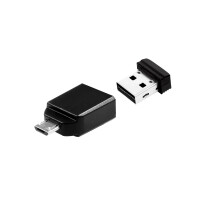 Verbatim Nano - USB-Stick 16 GB mit Micro USB-Adapter - Schwarz - 16 GB - USB Typ-A - 2.0 - Ohne Deckel - 3 g - Schwarz