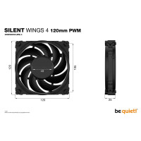 Be Quiet! SILENT WINGS 4 | 120mm PWM - Ventilator - 12 cm - 1600 RPM - 18,9 dB - 48,7 cfm - 82,74 m&sup3;/h