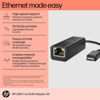 HP USB-C to RJ45 Adapter G2 - USB Typ-C - RJ-45 - Schwarz...