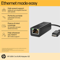 HP USB-C to RJ45 Adapter G2 - USB Typ-C - RJ-45 - Schwarz - Haus - Windows 10 - Windows 11 - 180 mm