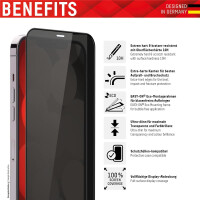 E.V.I. Displex Privacy Panzerglas (10H) für Apple iPhone 14 Pro, Eco-Montagerahmen, Privac
