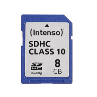 Intenso SD Karte Class 10 - 8 GB - SDHC - Klasse 10 - 25 MB/s - Schockresistent - Temperaturbest&auml;ndig - R&ouml;ntgensicher - Schwarz